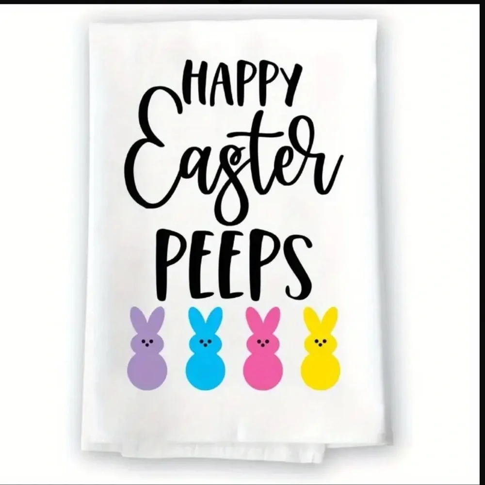 🐰HAPPY EASTER PEEPS DECORATIVE TOWEL-NEW - Picture 1 of 4